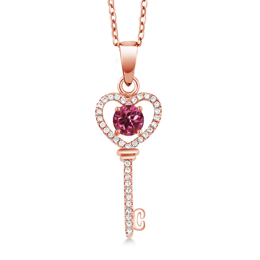 Tourmaline - October_Pendant in 925 Rose Gold Plated Silver