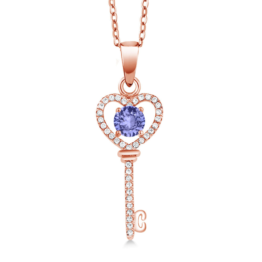 Tanzanite - December_Pendant in 925 Rose Gold Plated Silver