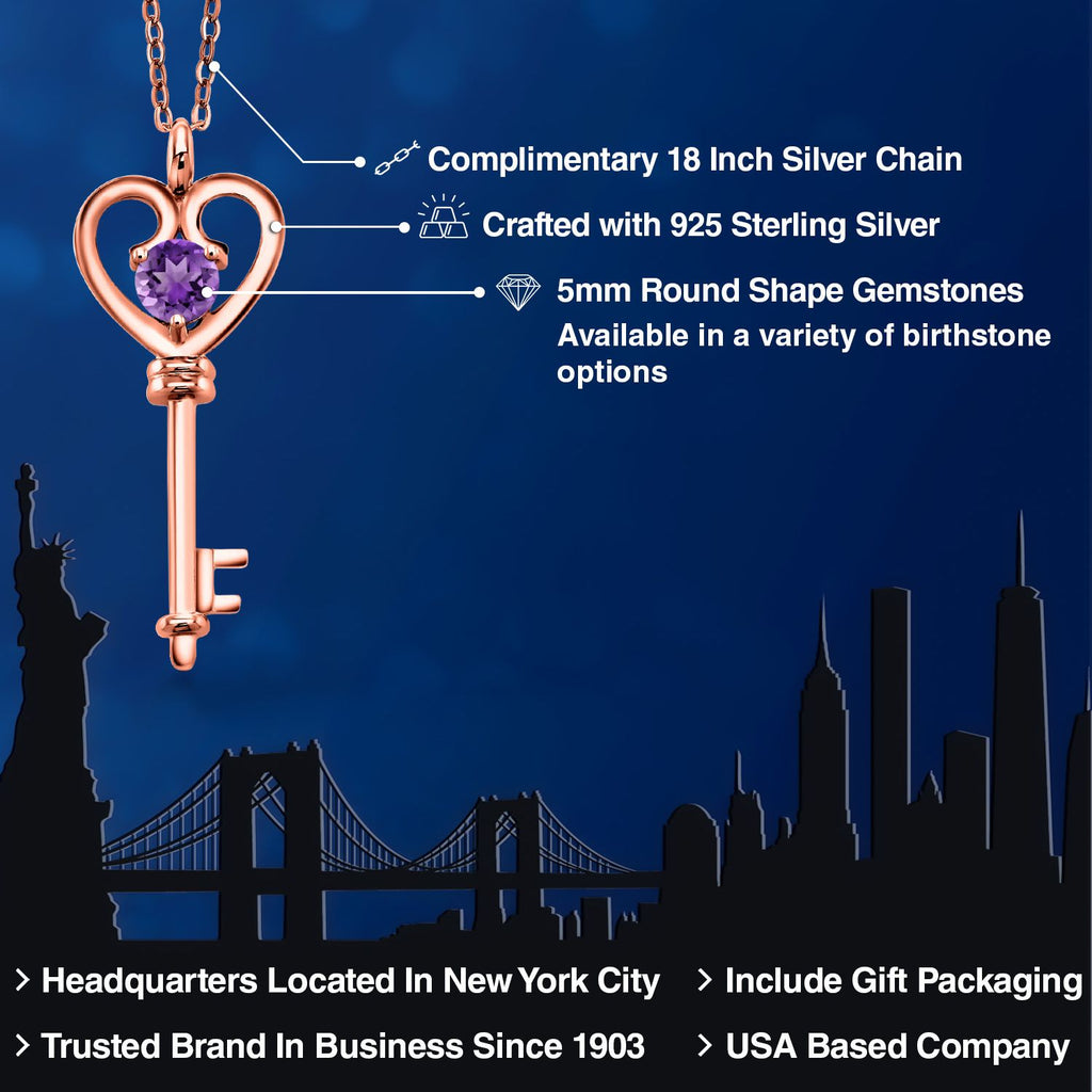 Amethyst_Pendant in 925 Rose Gold Plated Silver