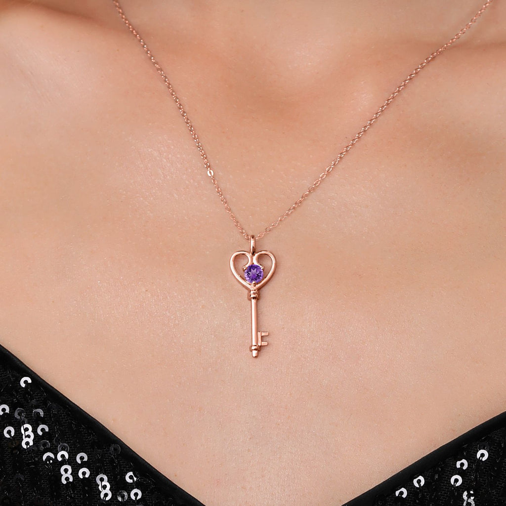 Amethyst_Pendant in 925 Rose Gold Plated Silver