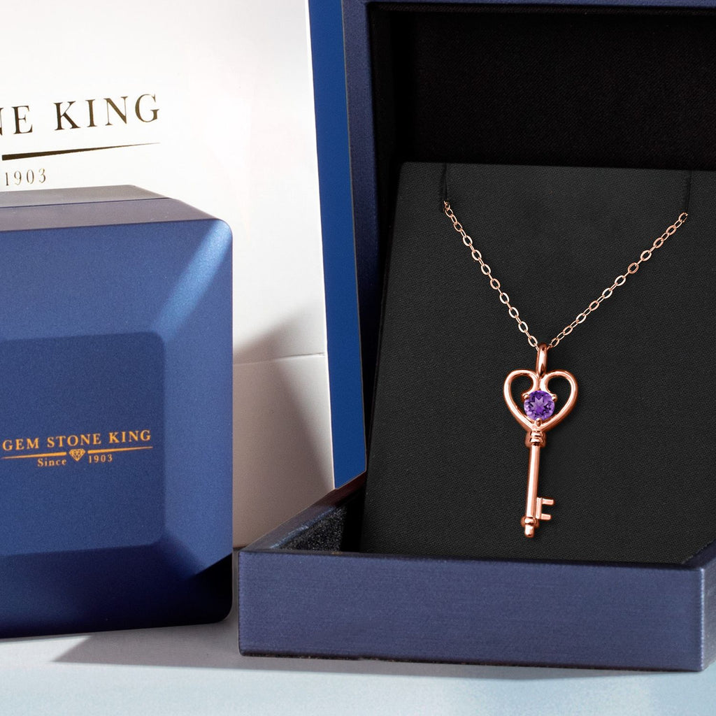 Amethyst_Pendant in 925 Rose Gold Plated Silver