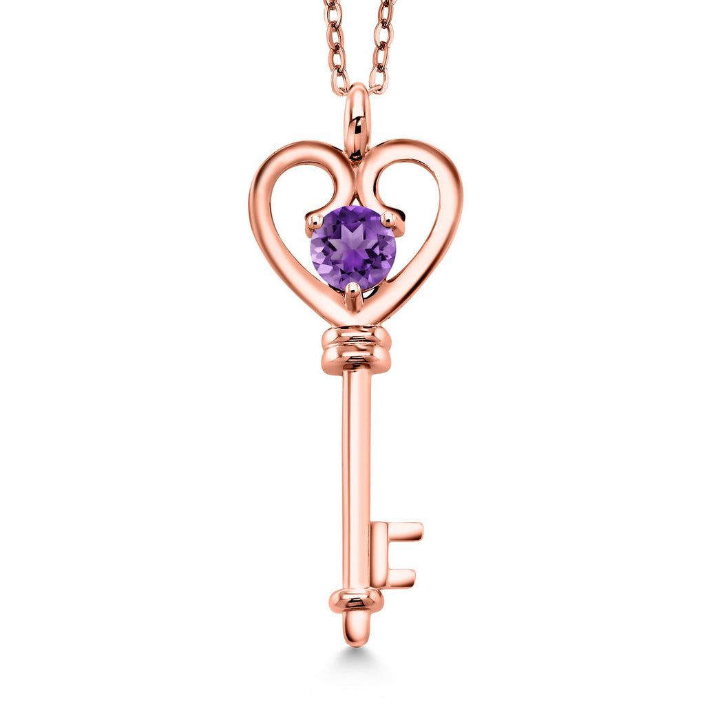 Amethyst - February_Pendant in 925 Rose Gold Plated Silver
