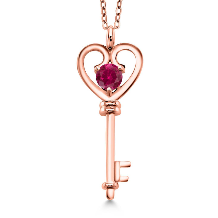 Created Ruby - July_Pendant in 925 Rose Gold Plated Silver