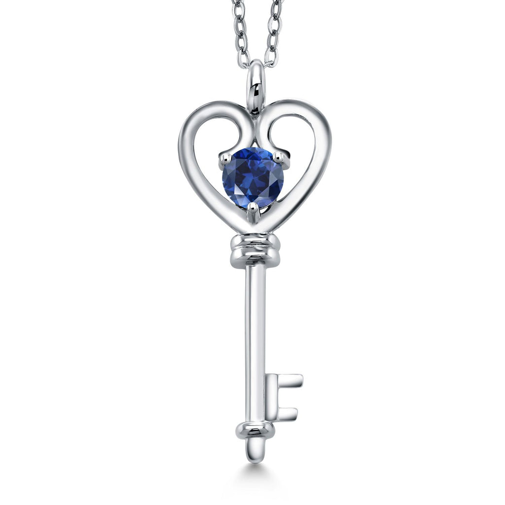 Created Sapphire_Pendant in 925 Sterling Silver