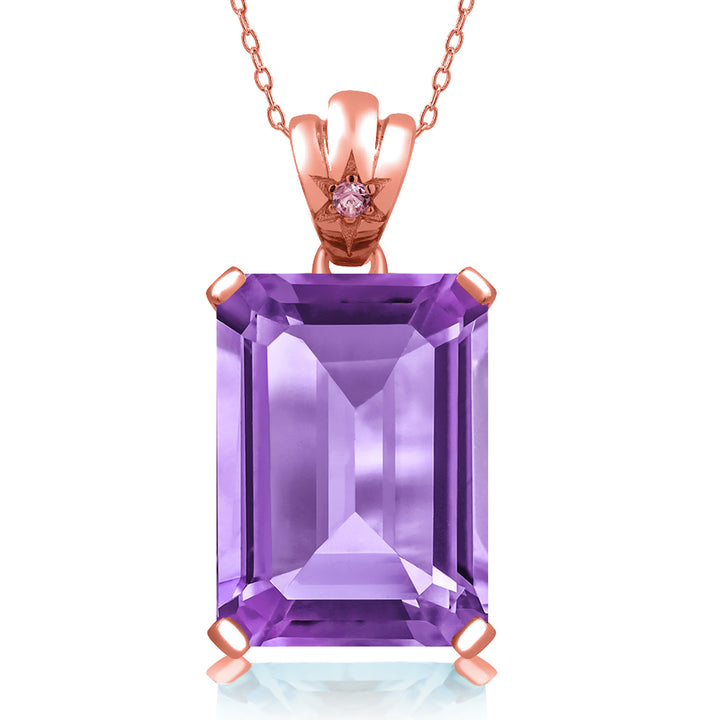 Amethyst - February_Pendant in 925 Rose Gold Plated Silver