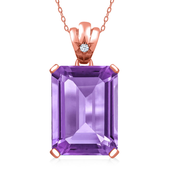 Amethyst - February_Pendant in 925 Rose Gold Plated Silver