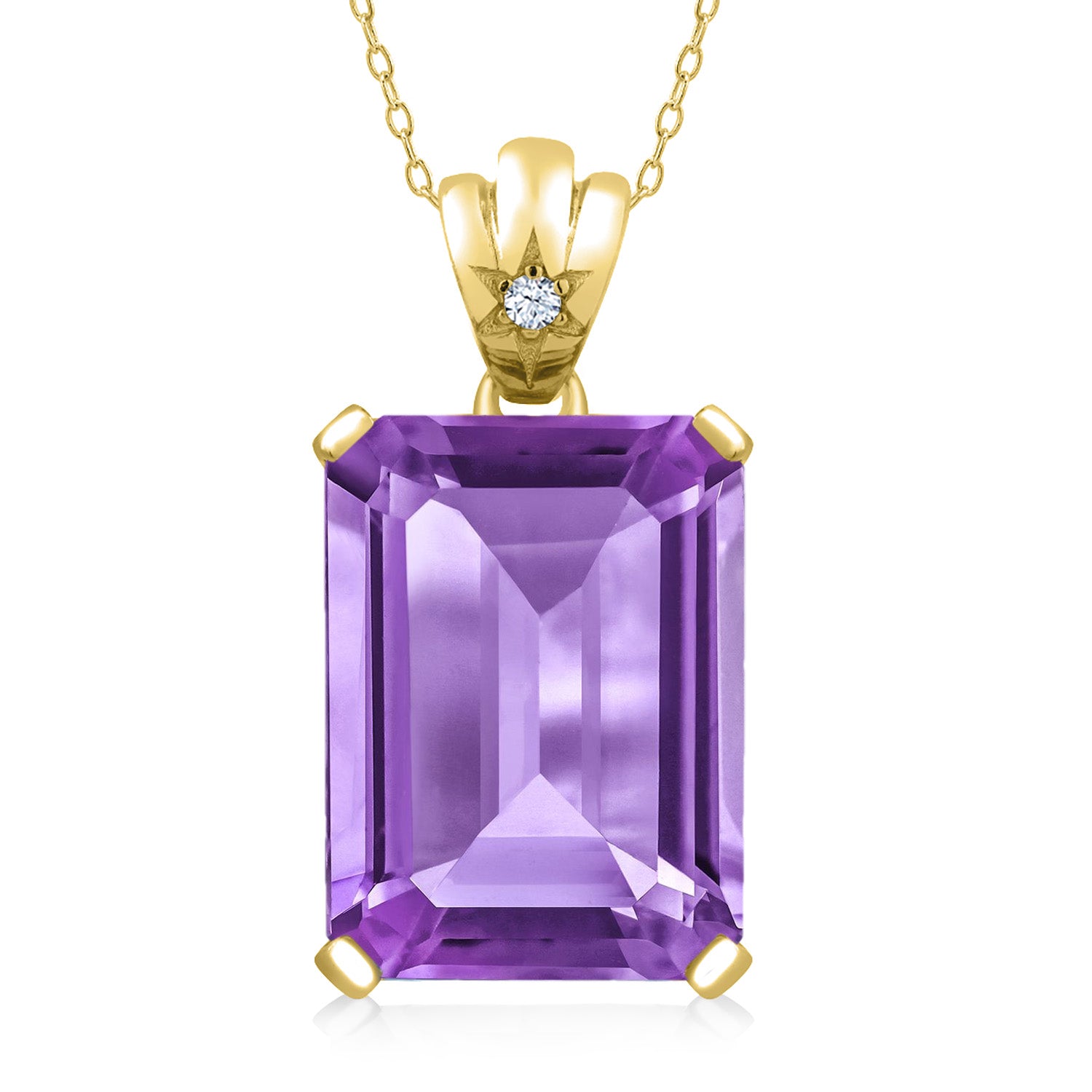 Amethyst - February_Pendant in 925 Yellow Gold Plated Silver