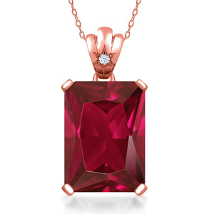Created Ruby and Zirconia_Pendant in 925 Rose Gold Plated Silver