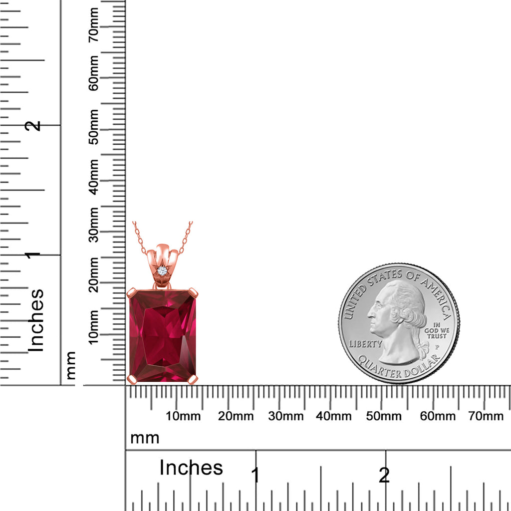 Created Ruby and Zirconia_Pendant in 925 Rose Gold Plated Silver