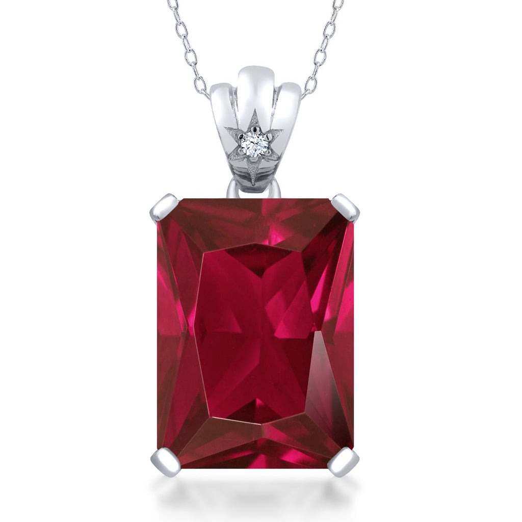 Created Ruby and Zirconia_Pendant in 925 Sterling Silver