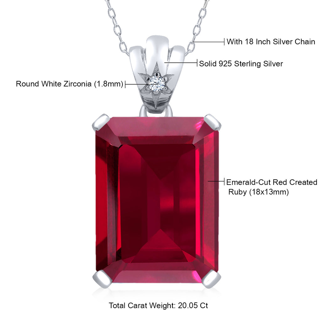 Created Ruby and Zirconia_Pendant in 925 Sterling Silver