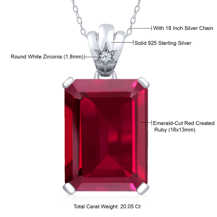 Created Ruby and Zirconia_Pendant in 925 Sterling Silver