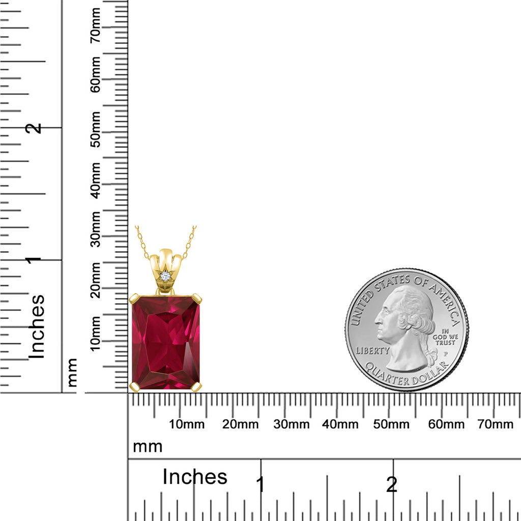 Created Ruby and Zirconia_Pendant in 925 Yellow Gold Plated Silver
