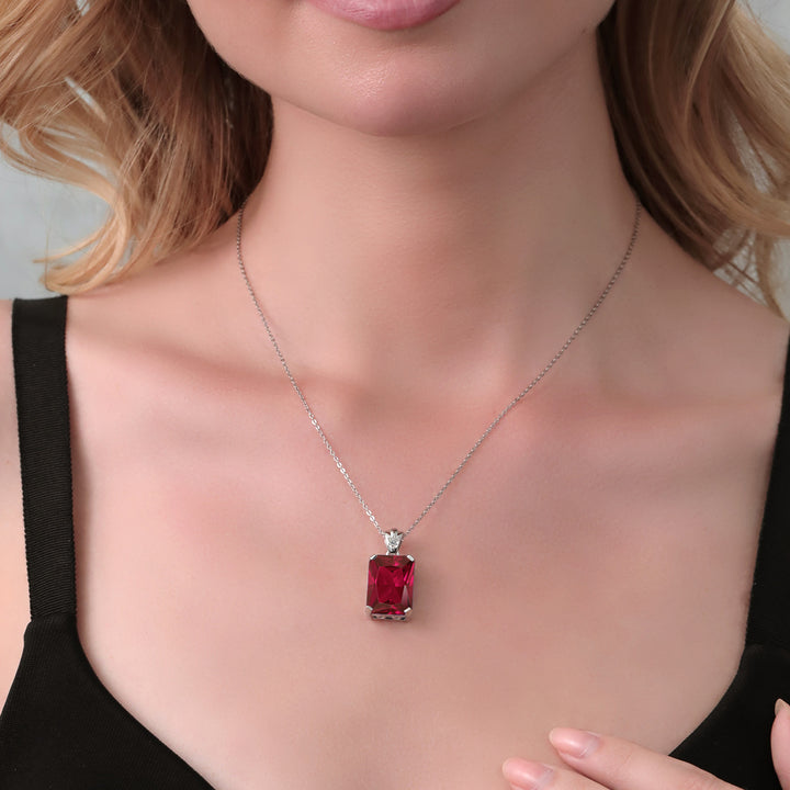 Created Ruby and Diamond_Pendant in 925 Sterling Silver
