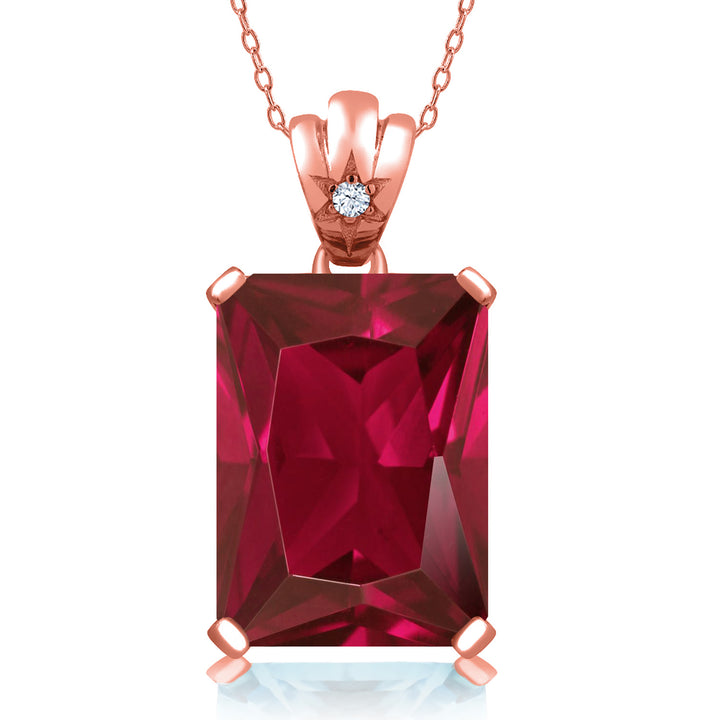 Created Ruby - July_Pendant in 925 Rose Gold Plated Silver