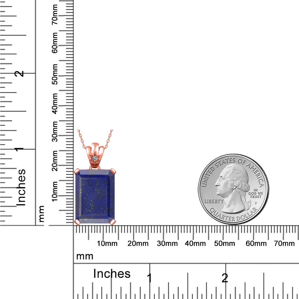 Lapis and Diamond_Pendant in 925 Rose Gold Plated Silver