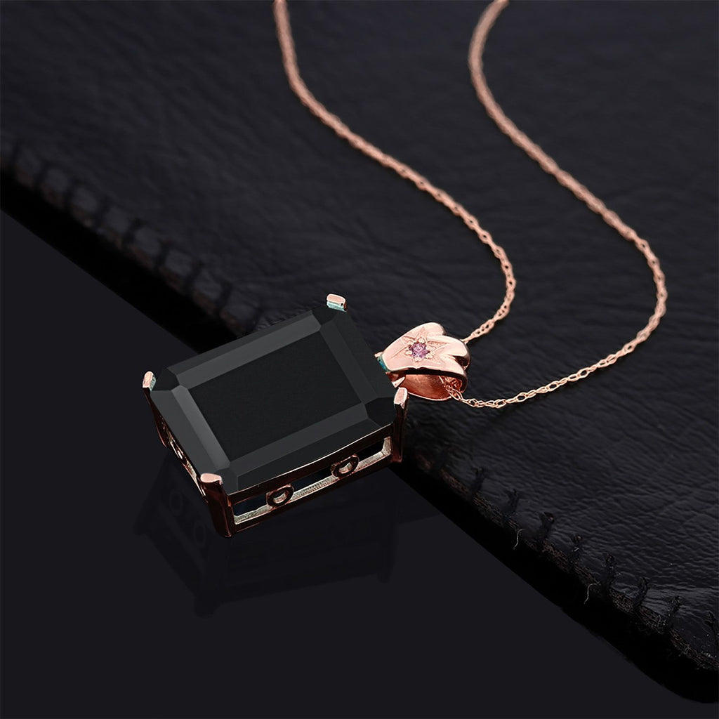 Onyx - December_Pendant in 925 Rose Gold Plated Silver