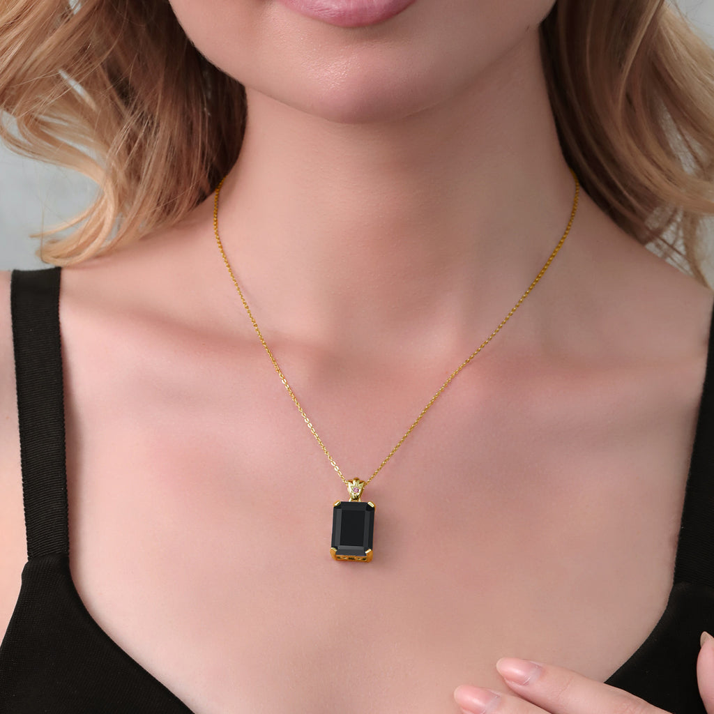 Onyx - December_Pendant in 925 Yellow Gold Plated Silver
