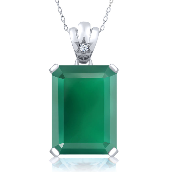 Green Onyx - December_Pendant in 925 Sterling Silver