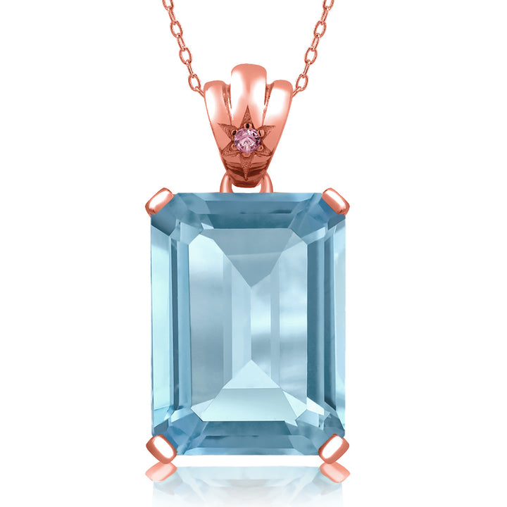 Sky Blue Topaz - November_Pendant in 925 Rose Gold Plated Silver