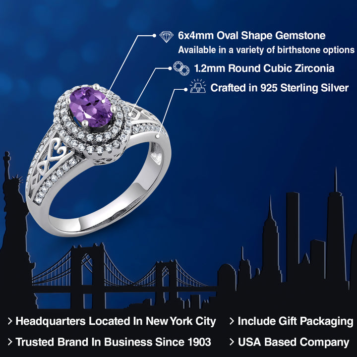 Amethyst and Zirconia_5_Ring in 925 Sterling Silver