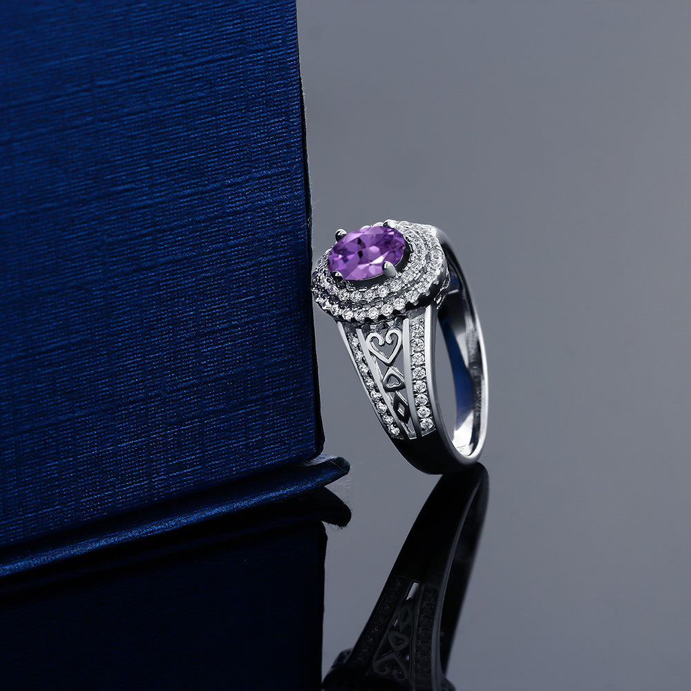 Amethyst and Zirconia_5_Ring in 925 Sterling Silver