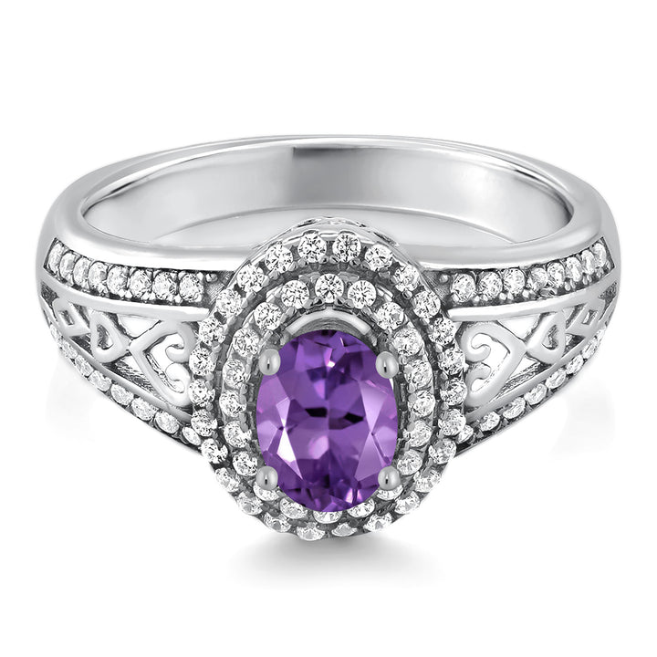 Amethyst and Zirconia_5_Ring in 925 Sterling Silver