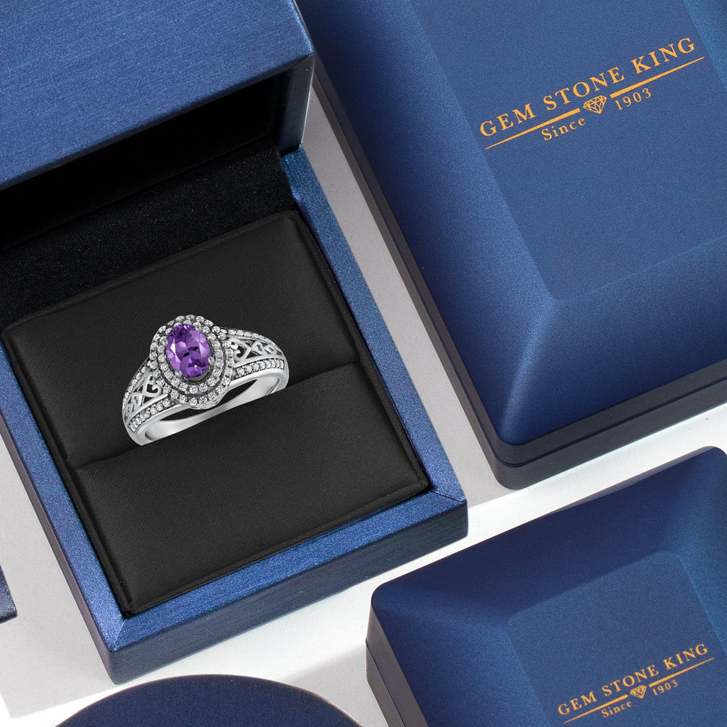 Amethyst and Zirconia_5_Ring in 925 Sterling Silver
