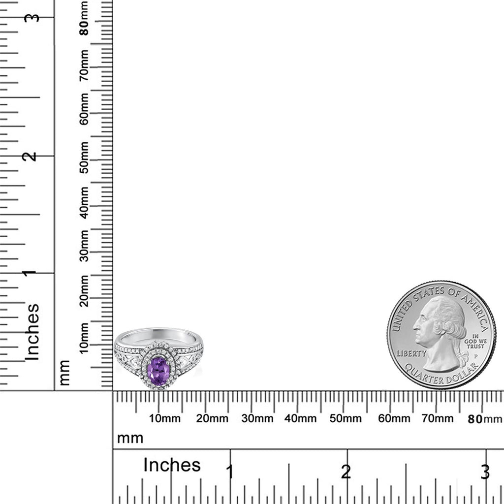 Amethyst and Zirconia_5_Ring in 925 Sterling Silver