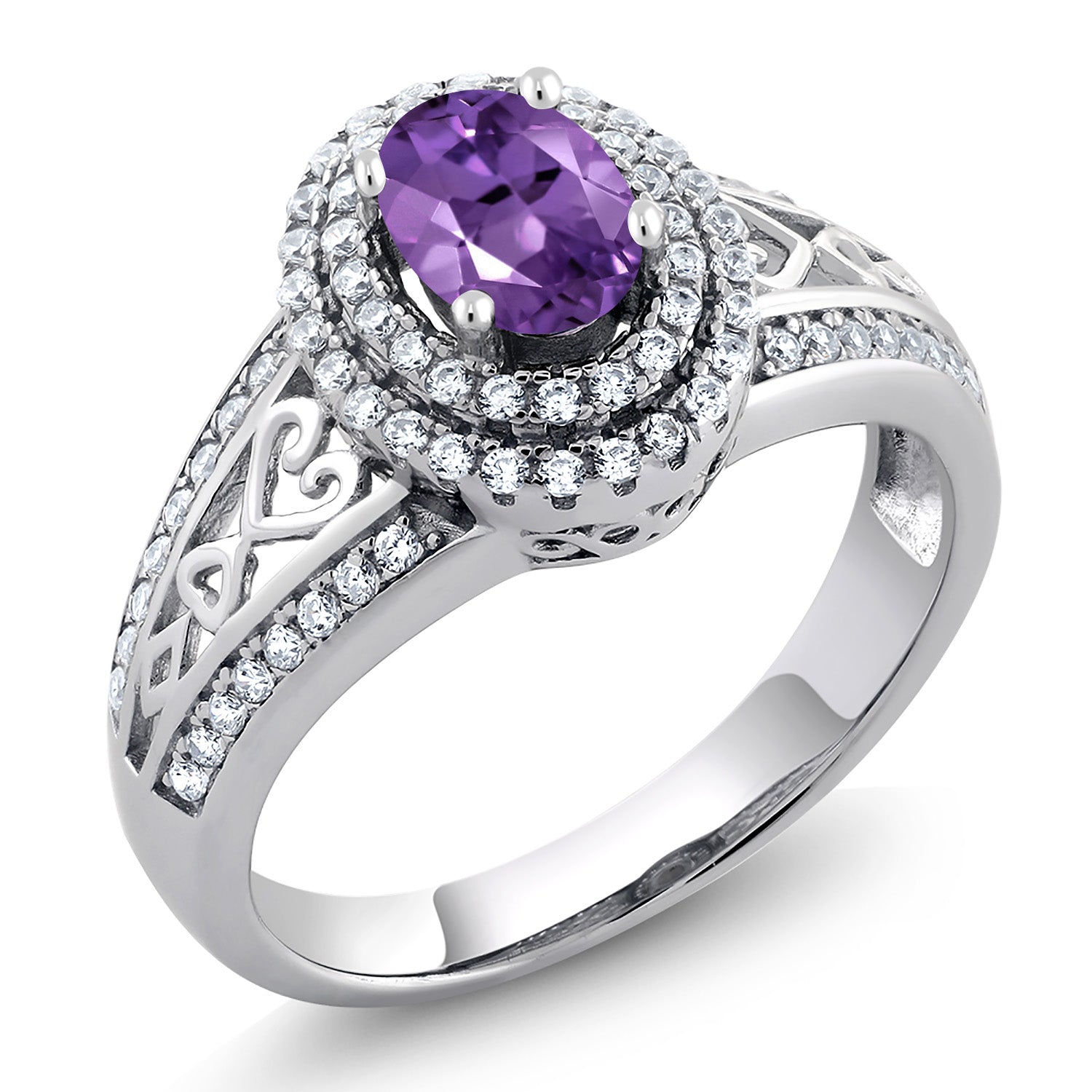 Amethyst and Zirconia_5_Ring in 925 Sterling Silver