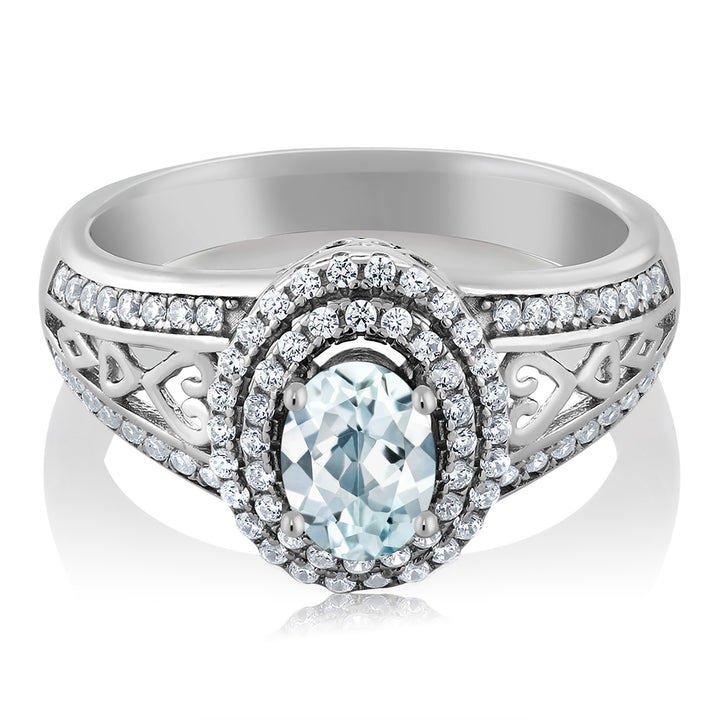Aquamarine - March_5_Ring in 925 Sterling Silver
