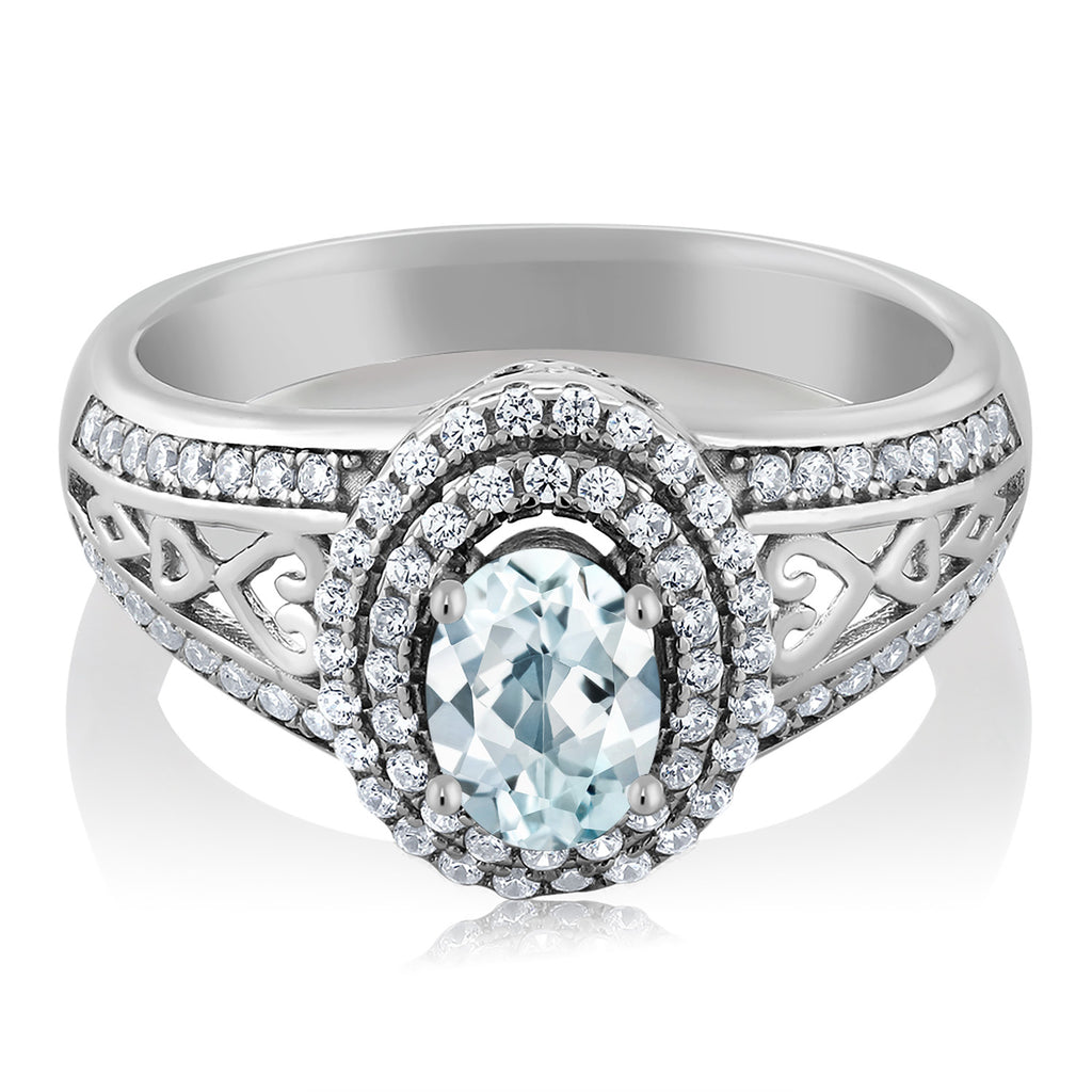Aquamarine - March_9_Ring in 925 Sterling Silver