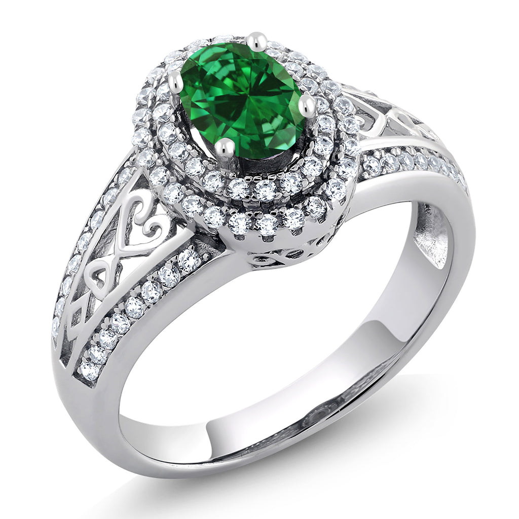 Created Emerald - May_8_Ring in 925 Sterling Silver