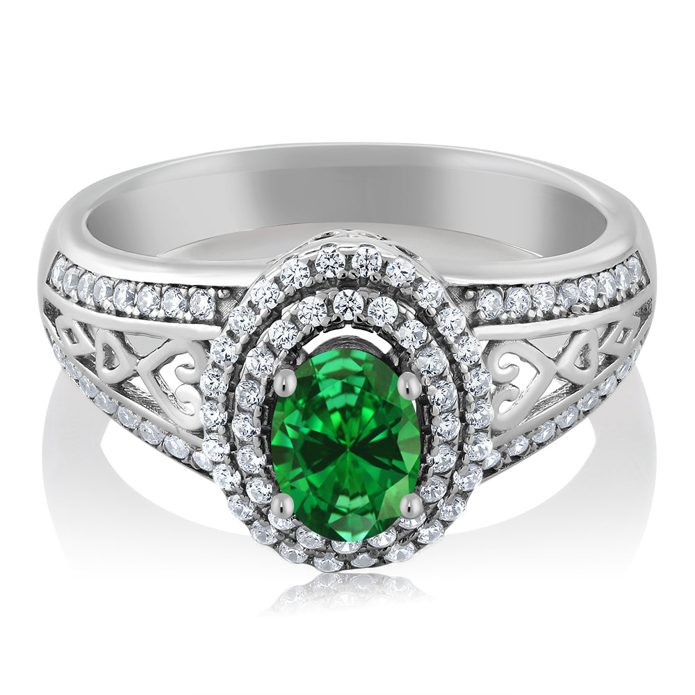 Created Emerald - May_7_Ring in 925 Sterling Silver