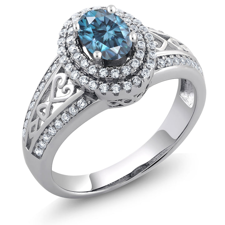 Persian Blue Moissanite - April_5_Ring in 925 Sterling Silver