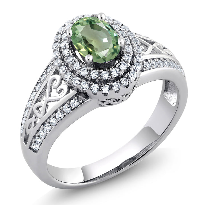 Green Sapphire - September_5_Ring in 925 Sterling Silver