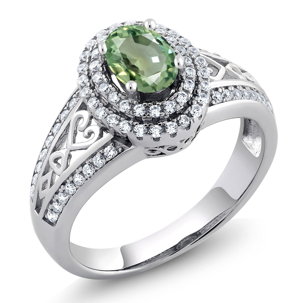 Green Sapphire - September_8_Ring in 925 Sterling Silver