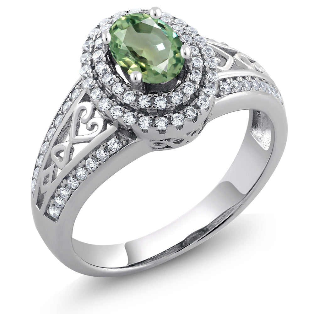 Green Sapphire - September_5_Ring in 925 Sterling Silver