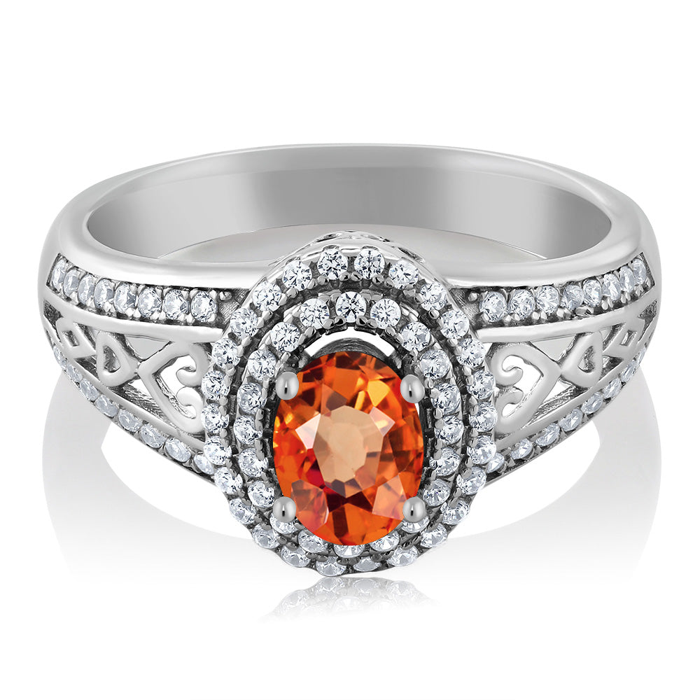 Orange Sapphire - September_8_Ring in 925 Sterling Silver