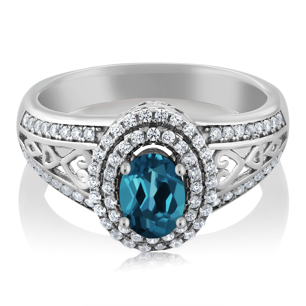 London Blue Topaz - November_8_Ring in 925 Sterling Silver