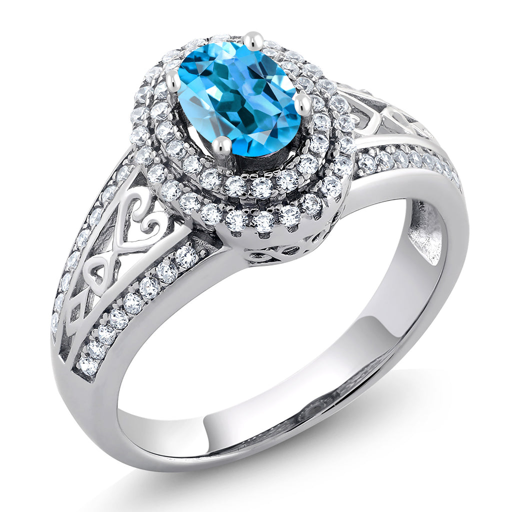 Swiss Blue Topaz - November_9_Ring in 925 Sterling Silver