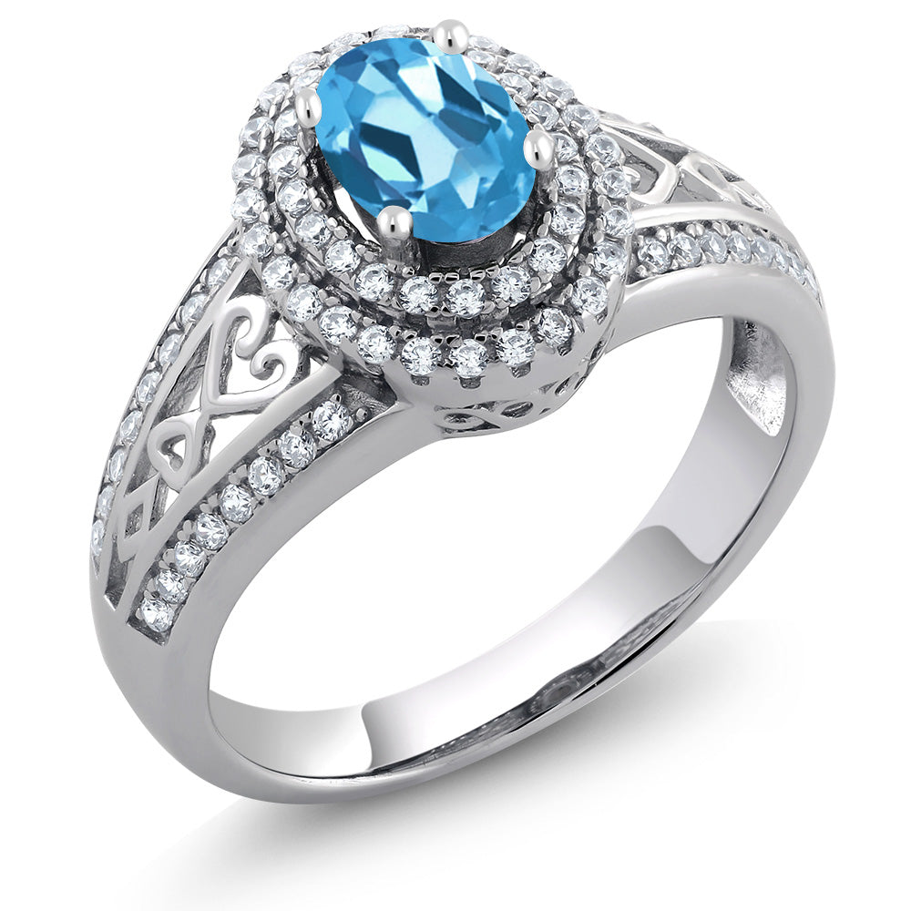 Swiss Blue Topaz - November_9_Ring in 925 Sterling Silver