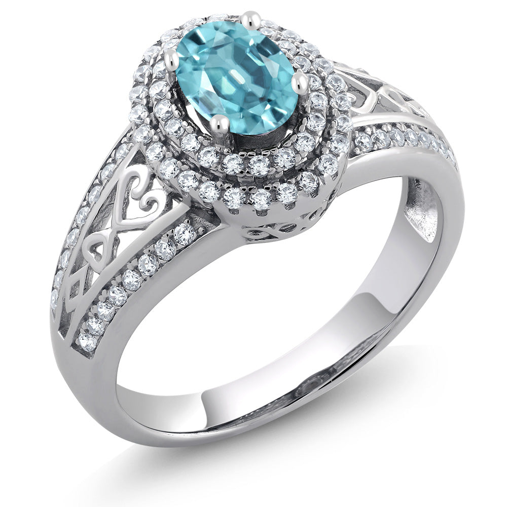 Blue Zircon_7_Ring in 925 Sterling Silver