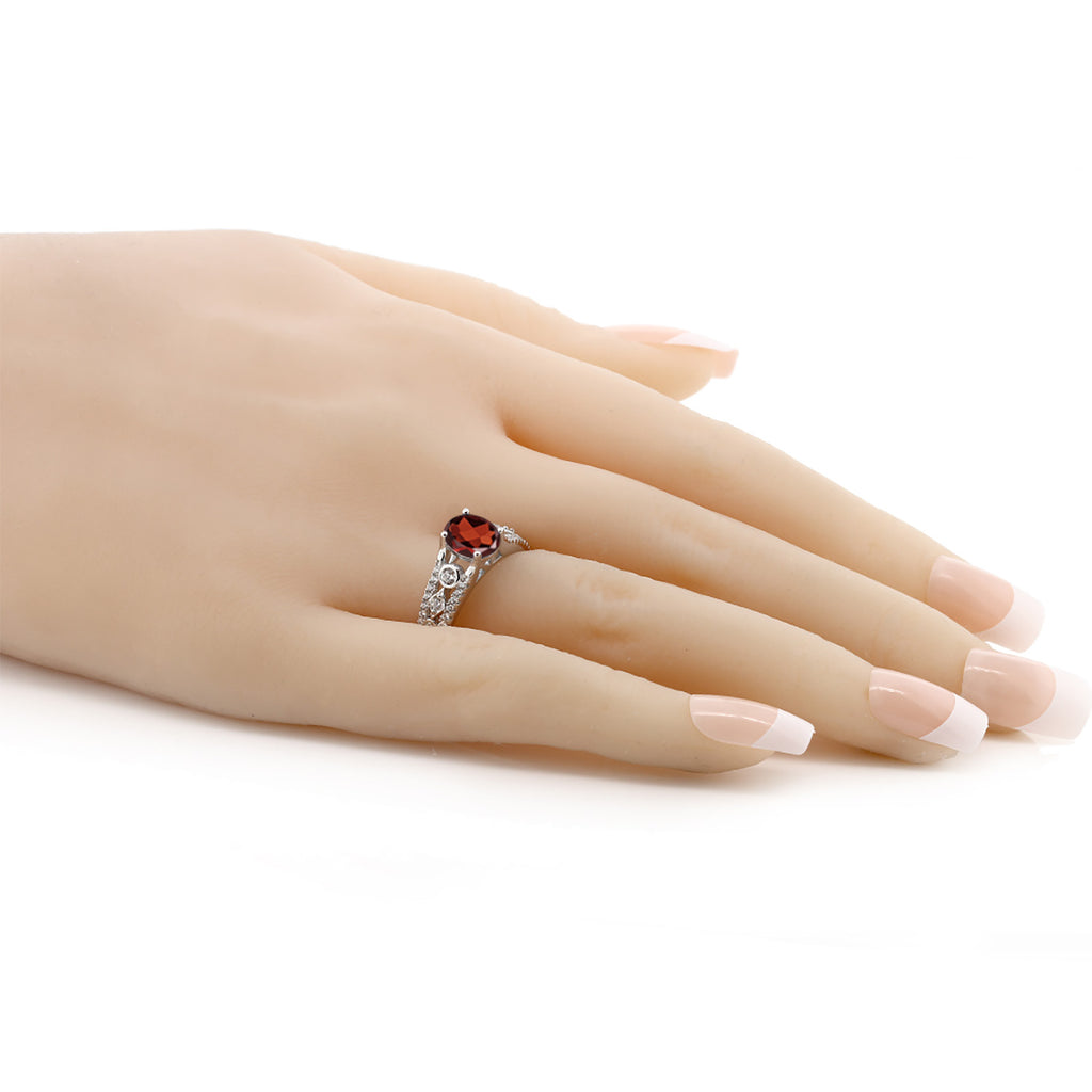 Garnet and Zirconia_7_Ring in 925 Sterling Silver