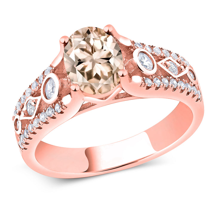 Morganite - October_6_Ring in 925 Rose Gold Plated Silver