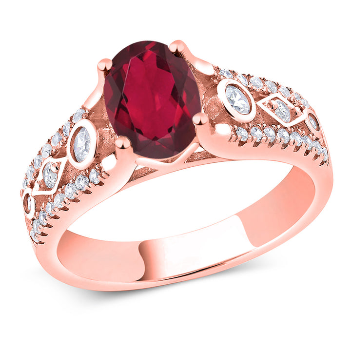 Ruby Red Mystic Topaz_5_Ring in 925 Rose Gold Plated Silver