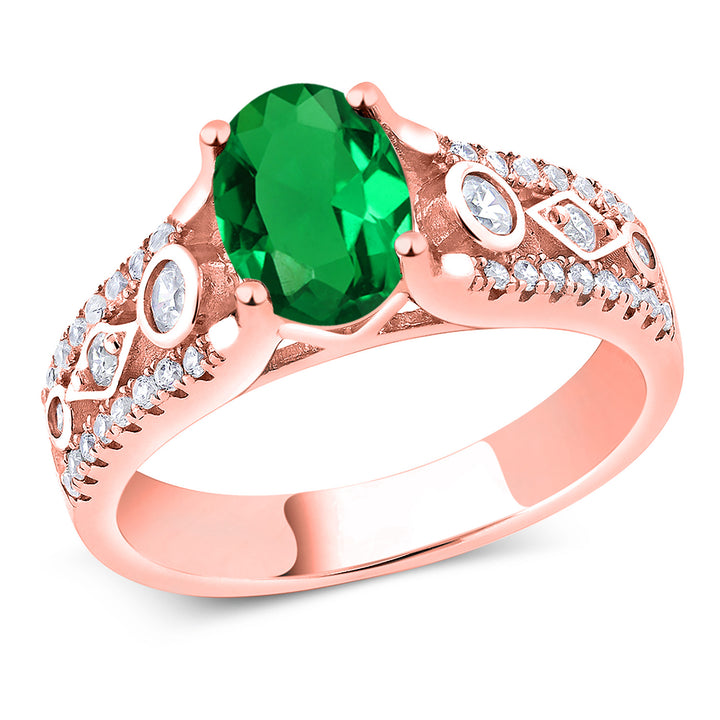 Nano Emerald - May_5_Ring in 925 Rose Gold Plated Silver