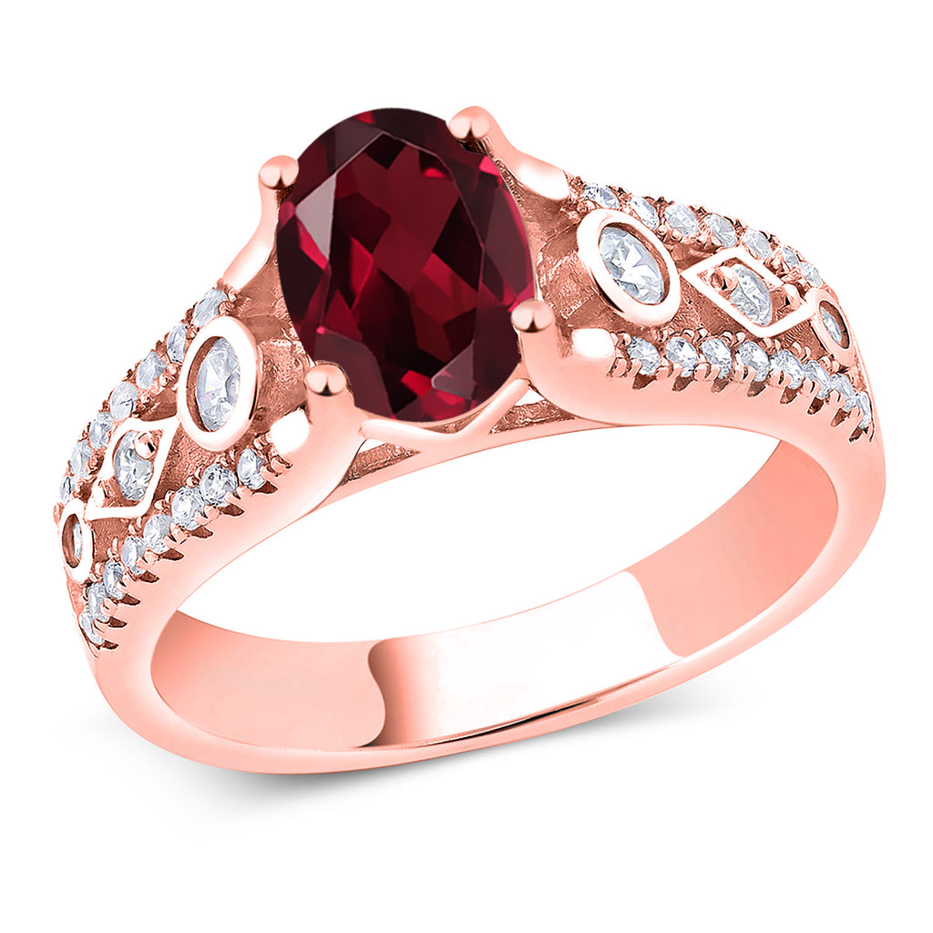 Rhodolite Garnet_8_Ring in 925 Rose Gold Plated Silver