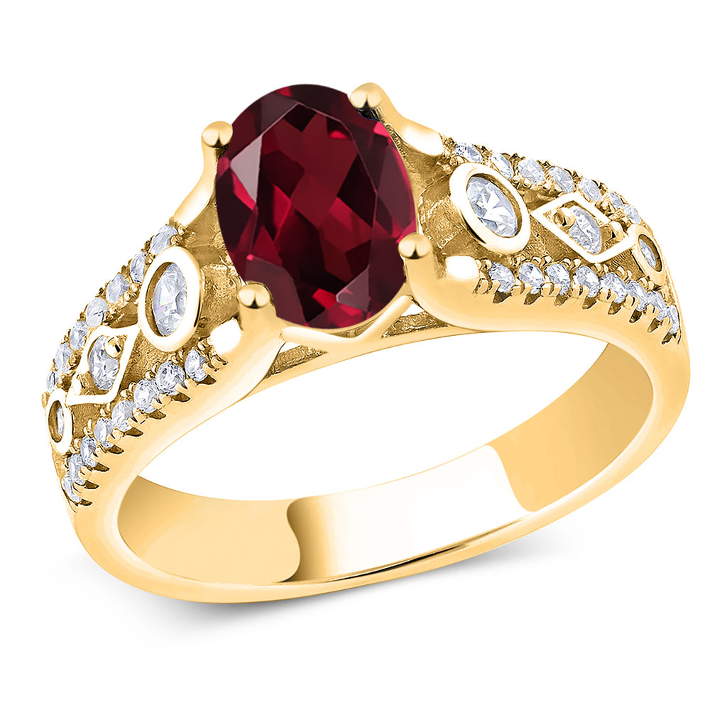 Rhodolite Garnet_8_Ring in 925 Yellow Gold Plated Silver