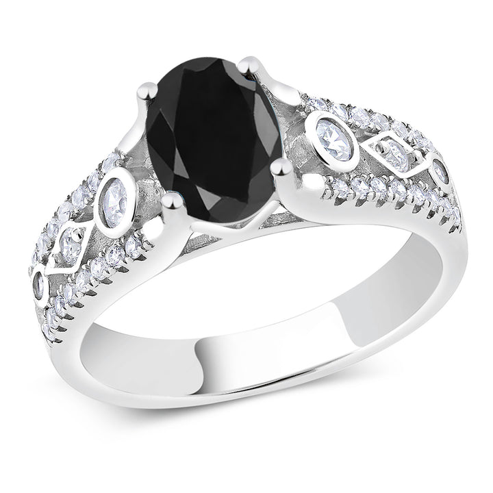 Black Sapphire_5_Ring in 925 Sterling Silver